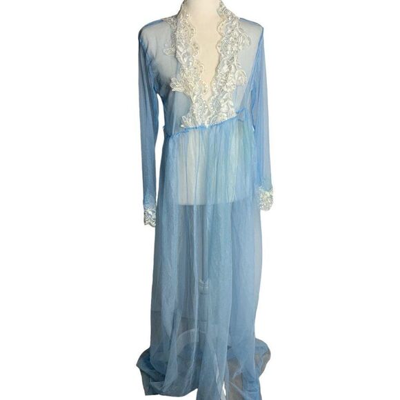 Sheer Mesh Floor Length Tulle Robe S Blue Lingerie Maternity Shoots Photography - Picture 1 of 6